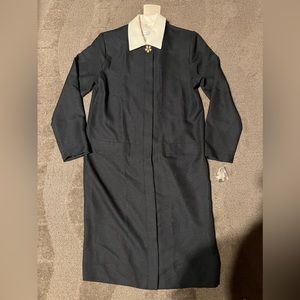 Vintage Terri Ellen Dress Midi Longsleeve Removeable Collar Hidden Button Down